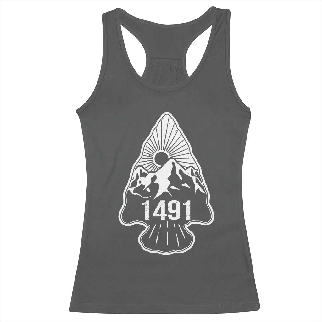 Proud Native American 1491 Pre Columbus Indigenous Arrowhead Racerback Tank Top TS11 Dark Heather Print Your Wear