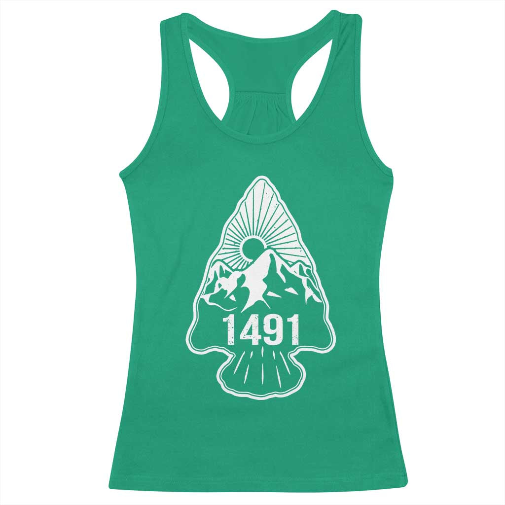 Proud Native American 1491 Pre Columbus Indigenous Arrowhead Racerback Tank Top TS11 Irish Green Print Your Wear