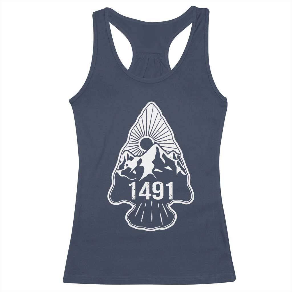 Proud Native American 1491 Pre Columbus Indigenous Arrowhead Racerback Tank Top TS11 Navy Print Your Wear