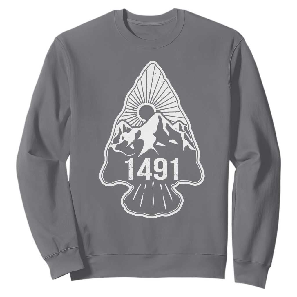 Proud Native American 1491 Pre Columbus Indigenous Arrowhead Sweatshirt TS11 Charcoal Print Your Wear
