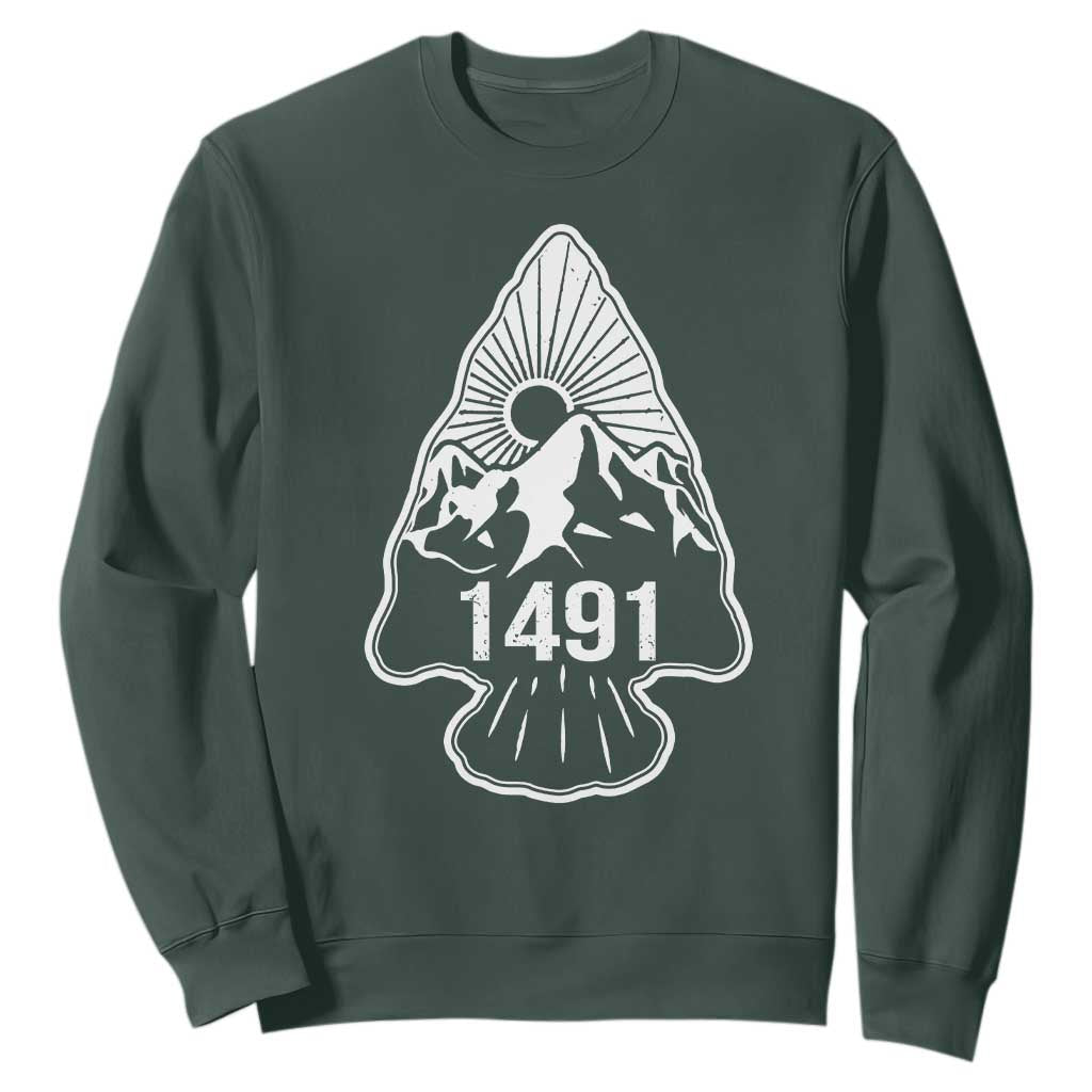 Proud Native American 1491 Pre Columbus Indigenous Arrowhead Sweatshirt TS11 Dark Forest Green Print Your Wear