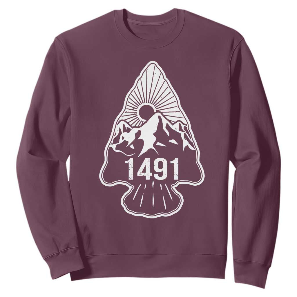 Proud Native American 1491 Pre Columbus Indigenous Arrowhead Sweatshirt TS11 Maroon Print Your Wear