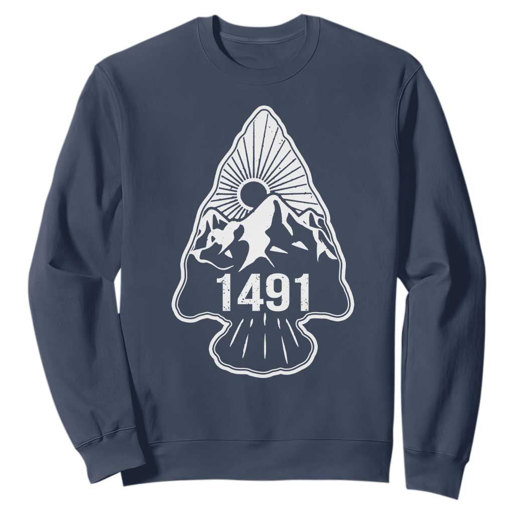 Proud Native American 1491 Pre Columbus Indigenous Arrowhead Sweatshirt TS11 Navy Print Your Wear