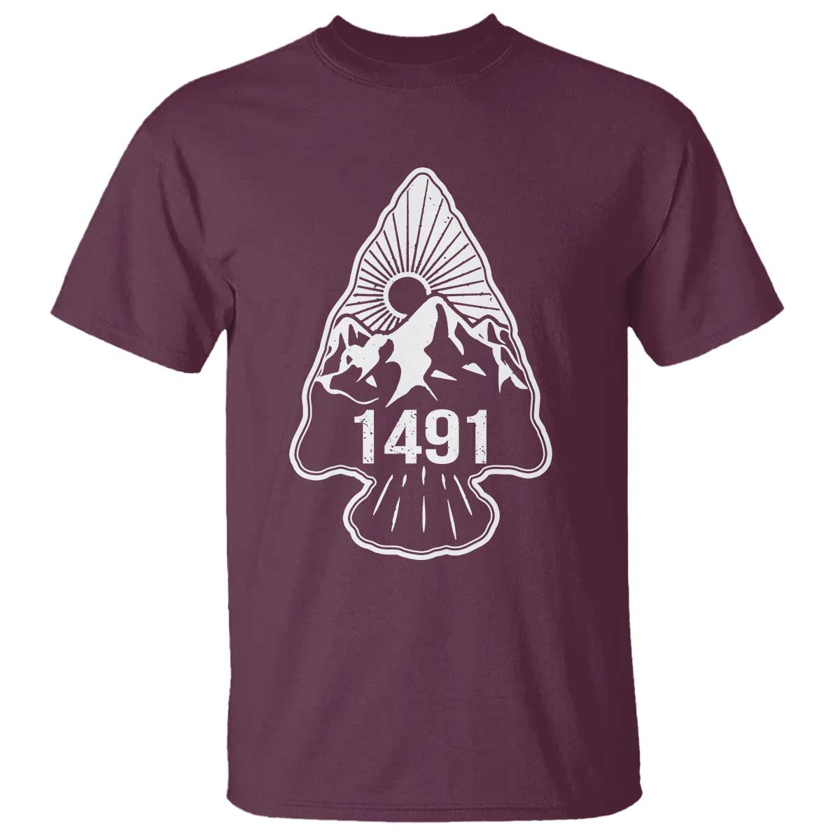 Proud Native American 1491 Pre Columbus Indigenous Arrowhead T Shirt TS11 Maroon Print Your Wear