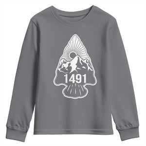 Proud Native American 1491 Pre Columbus Indigenous Arrowhead Youth Sweatshirt TS11 Charcoal Print Your Wear