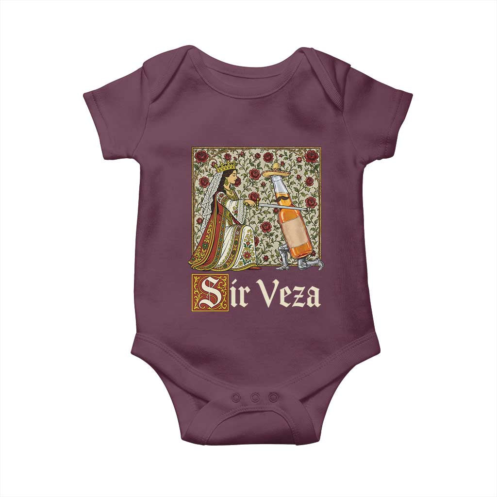 Sir Veza Beer Medieval Knight Pun Sombrero Cinco De Mayo Baby Onesie TS11 Maroon Print Your Wear