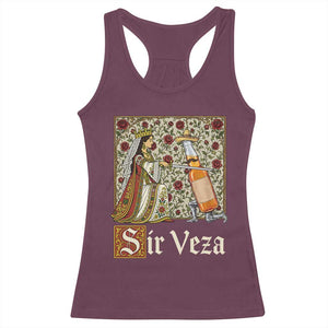 Sir Veza Beer Medieval Knight Pun Sombrero Cinco De Mayo Racerback Tank Top TS11 Maroon Print Your Wear