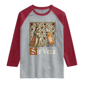 Sir Veza Beer Medieval Knight Pun Sombrero Cinco De Mayo Raglan Shirt TS11 Heather Gray Heather Red Print Your Wear