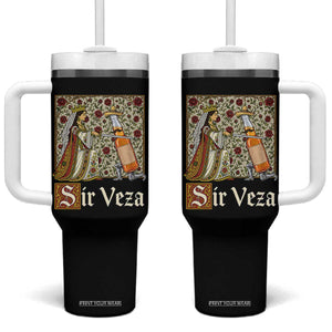 Sir Veza Beer Medieval Knight Pun Sombrero Cinco De Mayo Tumbler With Handle TS11 One Size: 40 oz Black Print Your Wear