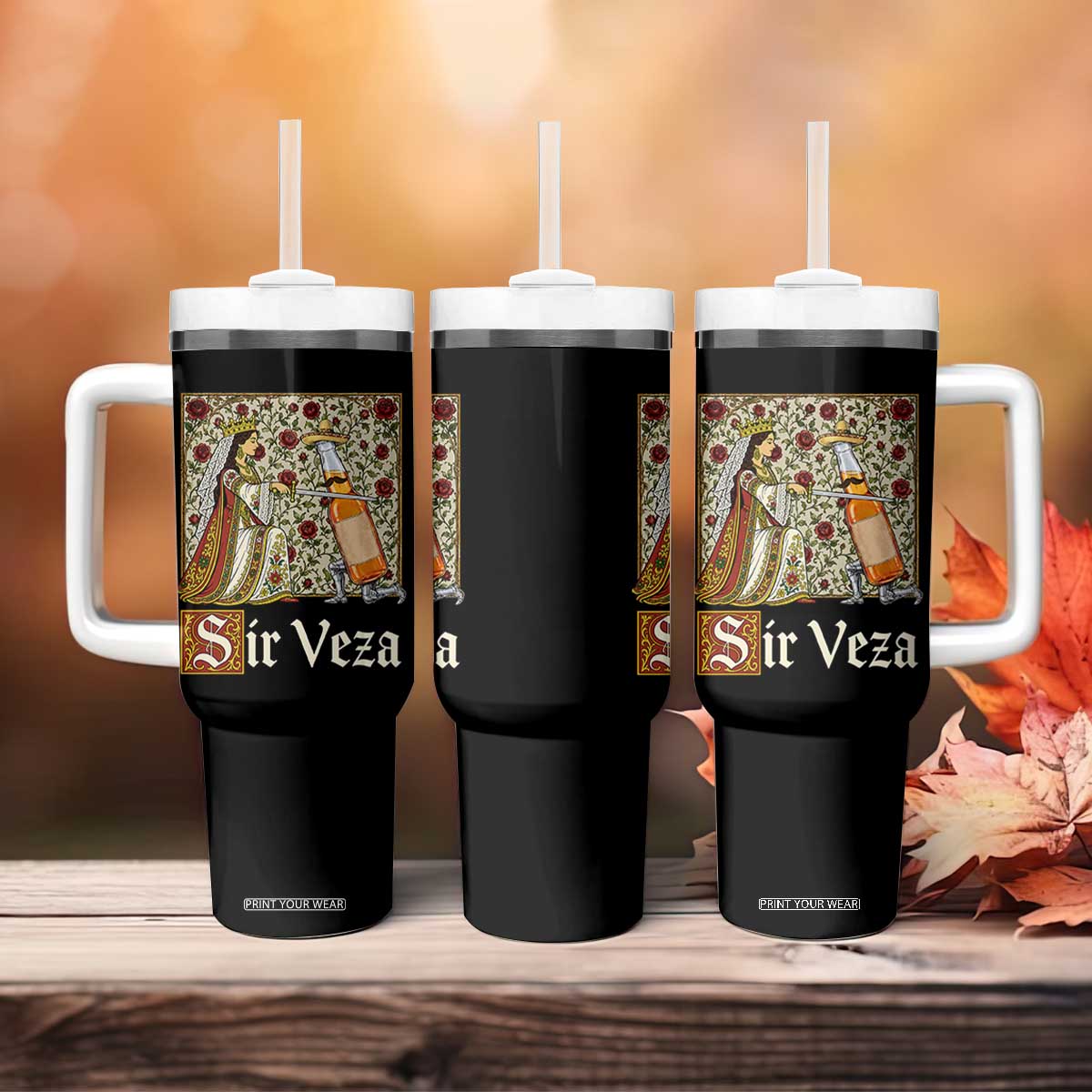 Sir Veza Beer Medieval Knight Pun Sombrero Cinco De Mayo Tumbler With Handle TS11 Print Your Wear