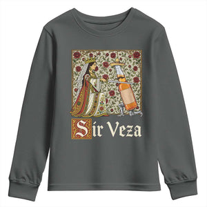 Sir Veza Beer Medieval Knight Pun Sombrero Cinco De Mayo Youth Sweatshirt TS11 Dark Heather Print Your Wear