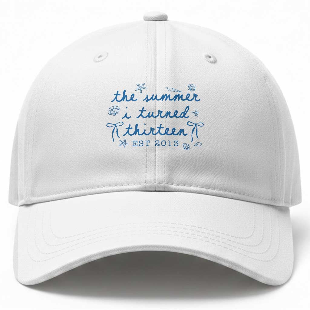 The Summer I Turned Thirteen Funny 13th Birthday Est 2013 Baseball Cap Summer Coastal Birthday Seashell Bow TS11 Print Your Wear