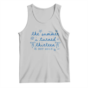 The Summer I Turned Thirteen Funny 13th Birthday Est 2013 Tank Top Summer Coastal Birthday Seashell Bow TS11 Ash Print Your Wear
