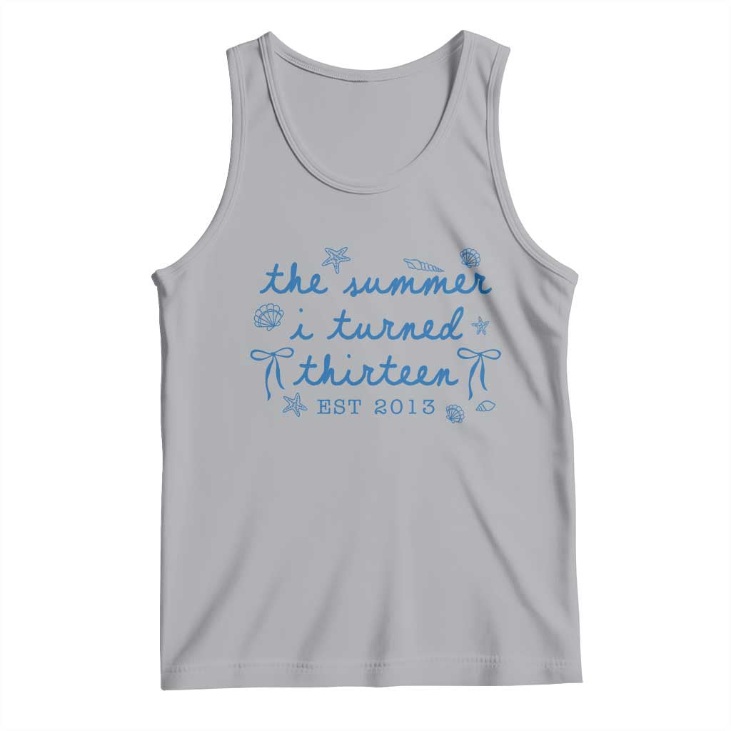 The Summer I Turned Thirteen Funny 13th Birthday Est 2013 Tank Top Summer Coastal Birthday Seashell Bow TS11 Athletic Heather Print Your Wear