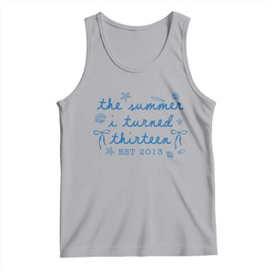 The Summer I Turned Thirteen Funny 13th Birthday Est 2013 Tank Top Summer Coastal Birthday Seashell Bow TS11 Athletic Heather Print Your Wear