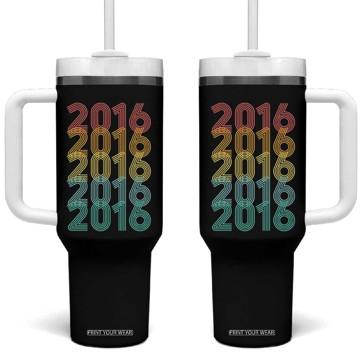 10th Birthday Tumbler With Handle Vintage 2016 Retro 10 Years Old Birthday TS11 One Size: 40 oz Black Print Your Wear