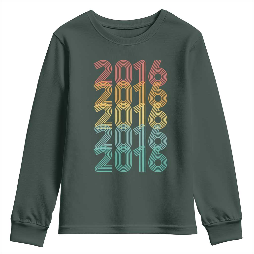 10th Birthday Youth Sweatshirt Vintage 2016 Retro 10 Years Old Birthday TS11 Dark Forest Green Print Your Wear