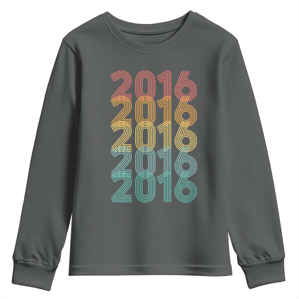 10th Birthday Youth Sweatshirt Vintage 2016 Retro 10 Years Old Birthday TS11 Dark Heather Print Your Wear