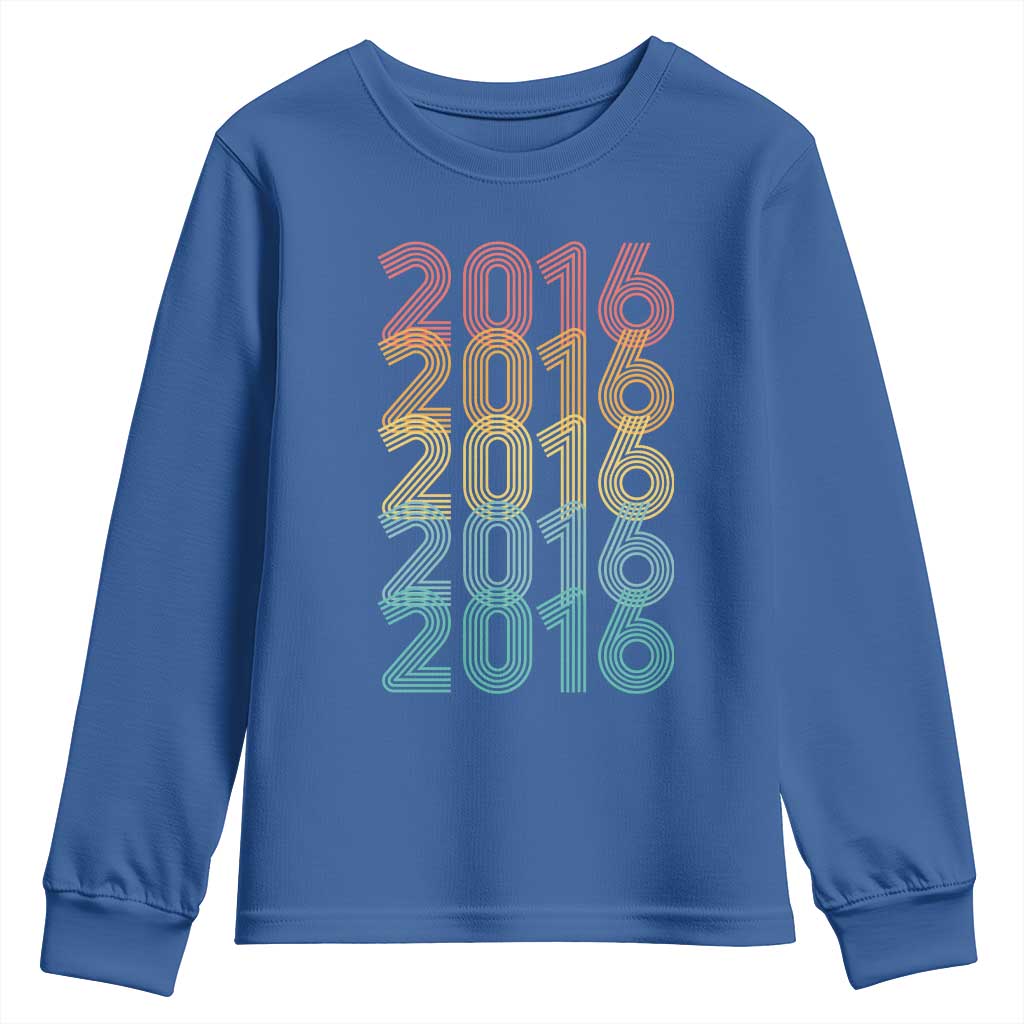 10th Birthday Youth Sweatshirt Vintage 2016 Retro 10 Years Old Birthday TS11 Royal Blue Print Your Wear