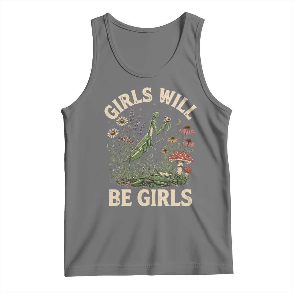 Girls Will Be Will Girls Praying Mantis Feminist Entomologist Tank Top TS11 Black Heather Print Your Wear