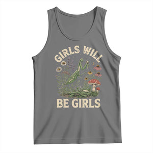Girls Will Be Will Girls Praying Mantis Feminist Entomologist Tank Top TS11 Black Heather Print Your Wear