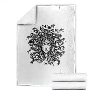Feminist Medusa Power Snake Wisdom Equality Goth Throw Blanket TS11 White Print Your Wear