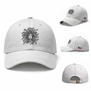 Feminist Medusa Power Snake Wisdom Equality Goth Baseball Cap TS11 Baseball Cap Universal Fit White Print Your Wear