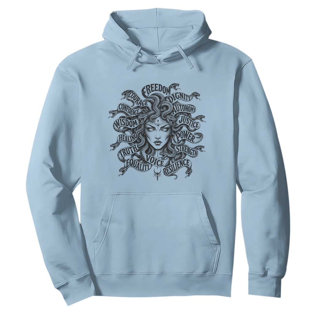 Feminist Medusa Power Snake Wisdom Equality Goth Hoodie TS11 Light Blue Print Your Wear