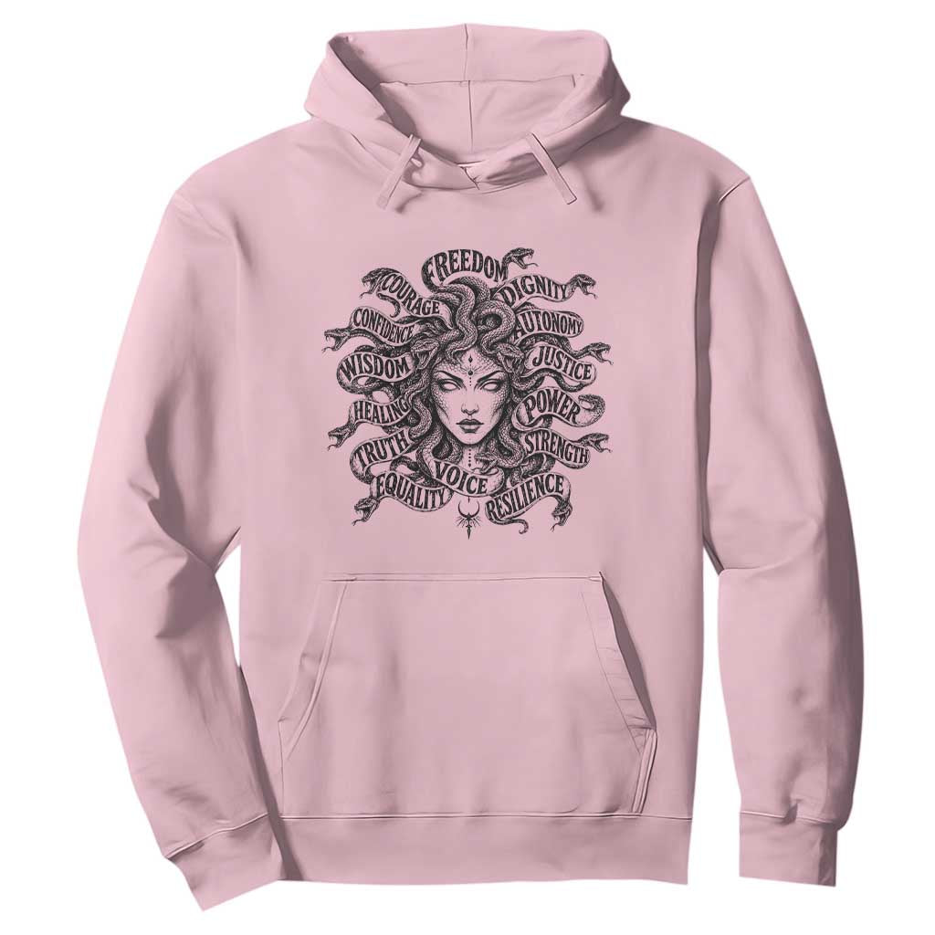 Feminist Medusa Power Snake Wisdom Equality Goth Hoodie TS11 Light Pink Print Your Wear