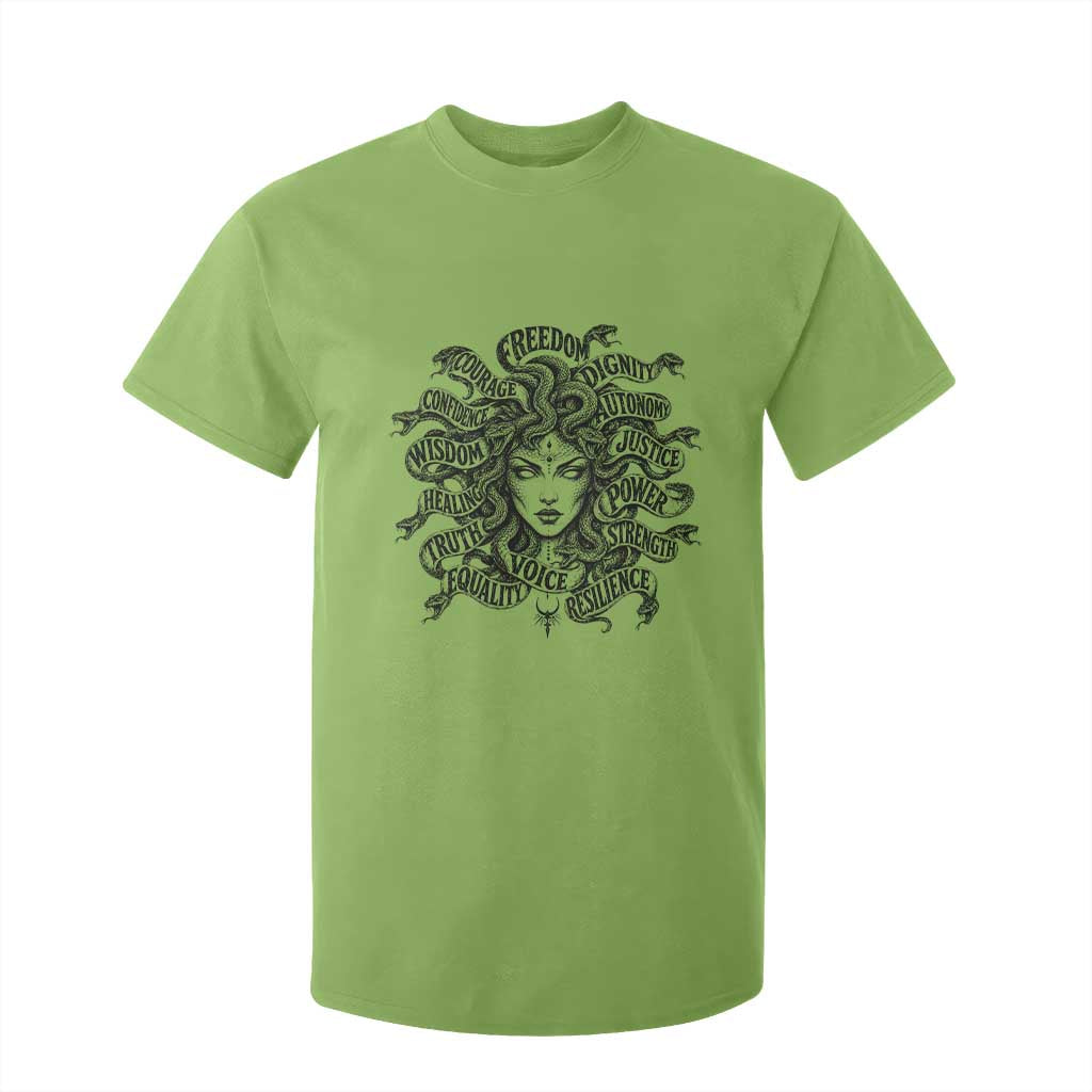 Feminist Medusa Power Snake Wisdom Equality Goth T Shirt For Kid TS11 Lime Print Your Wear