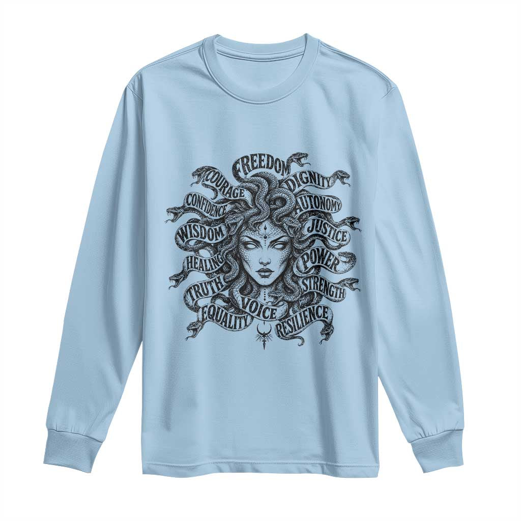 Feminist Medusa Power Snake Wisdom Equality Goth Long Sleeve Shirt TS11 Light Blue Print Your Wear
