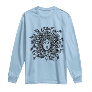 Feminist Medusa Power Snake Wisdom Equality Goth Long Sleeve Shirt TS11 Light Blue Print Your Wear