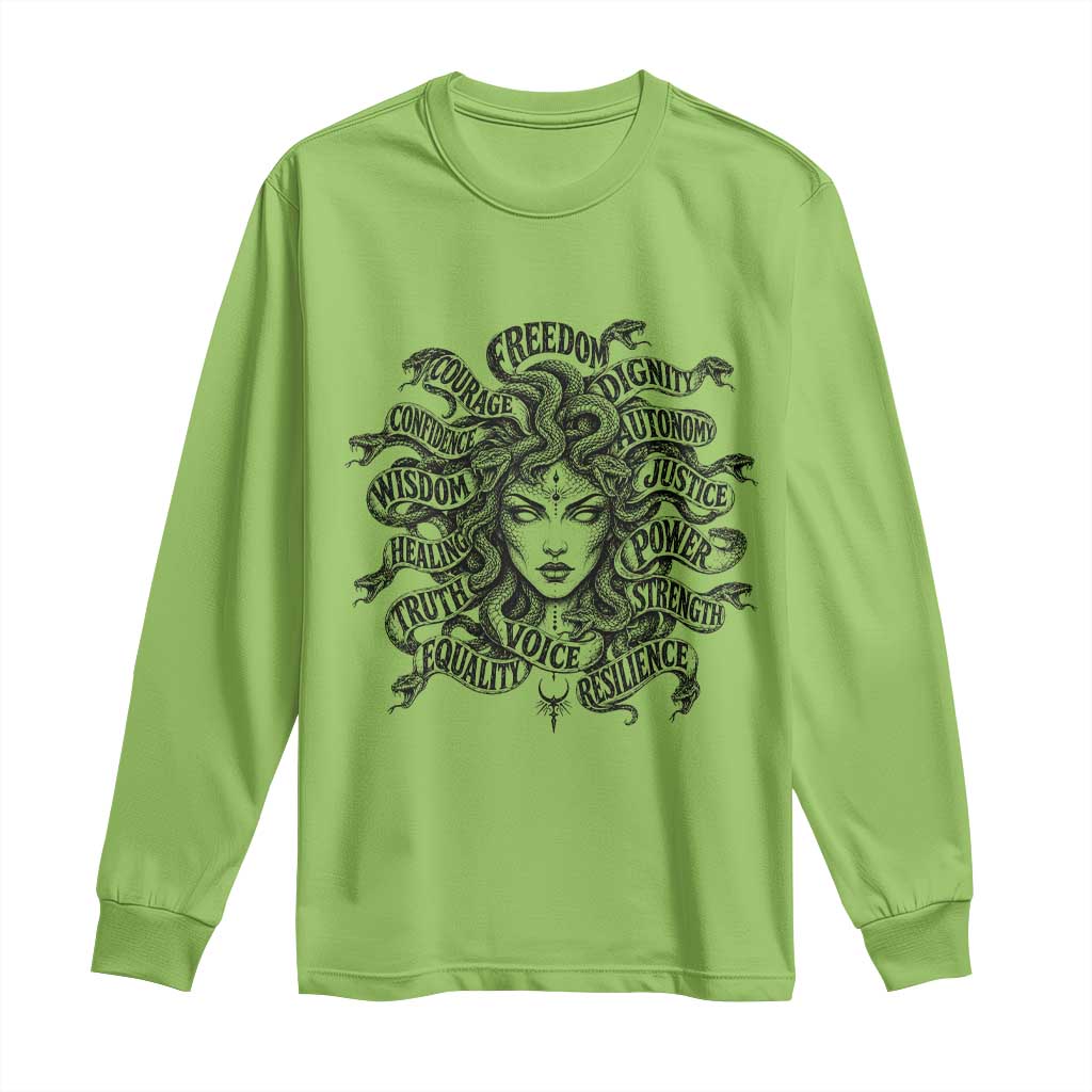 Feminist Medusa Power Snake Wisdom Equality Goth Long Sleeve Shirt TS11 Lime Print Your Wear