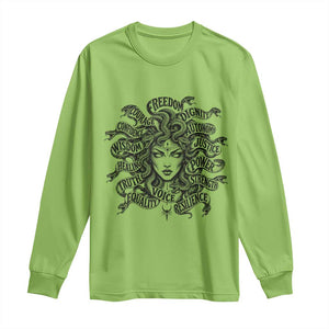 Feminist Medusa Power Snake Wisdom Equality Goth Long Sleeve Shirt TS11 Lime Print Your Wear