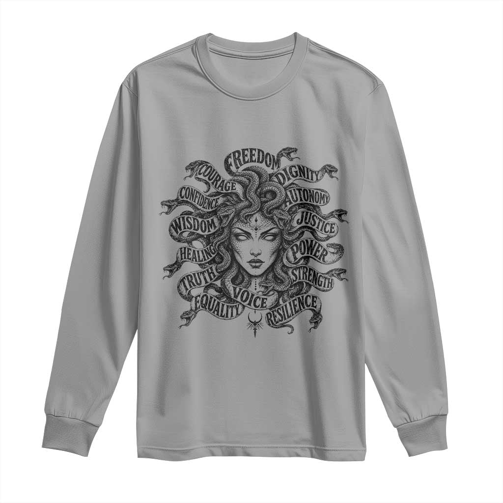 Feminist Medusa Power Snake Wisdom Equality Goth Long Sleeve Shirt TS11 Sport Gray Print Your Wear