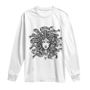 Feminist Medusa Power Snake Wisdom Equality Goth Long Sleeve Shirt TS11 White Print Your Wear