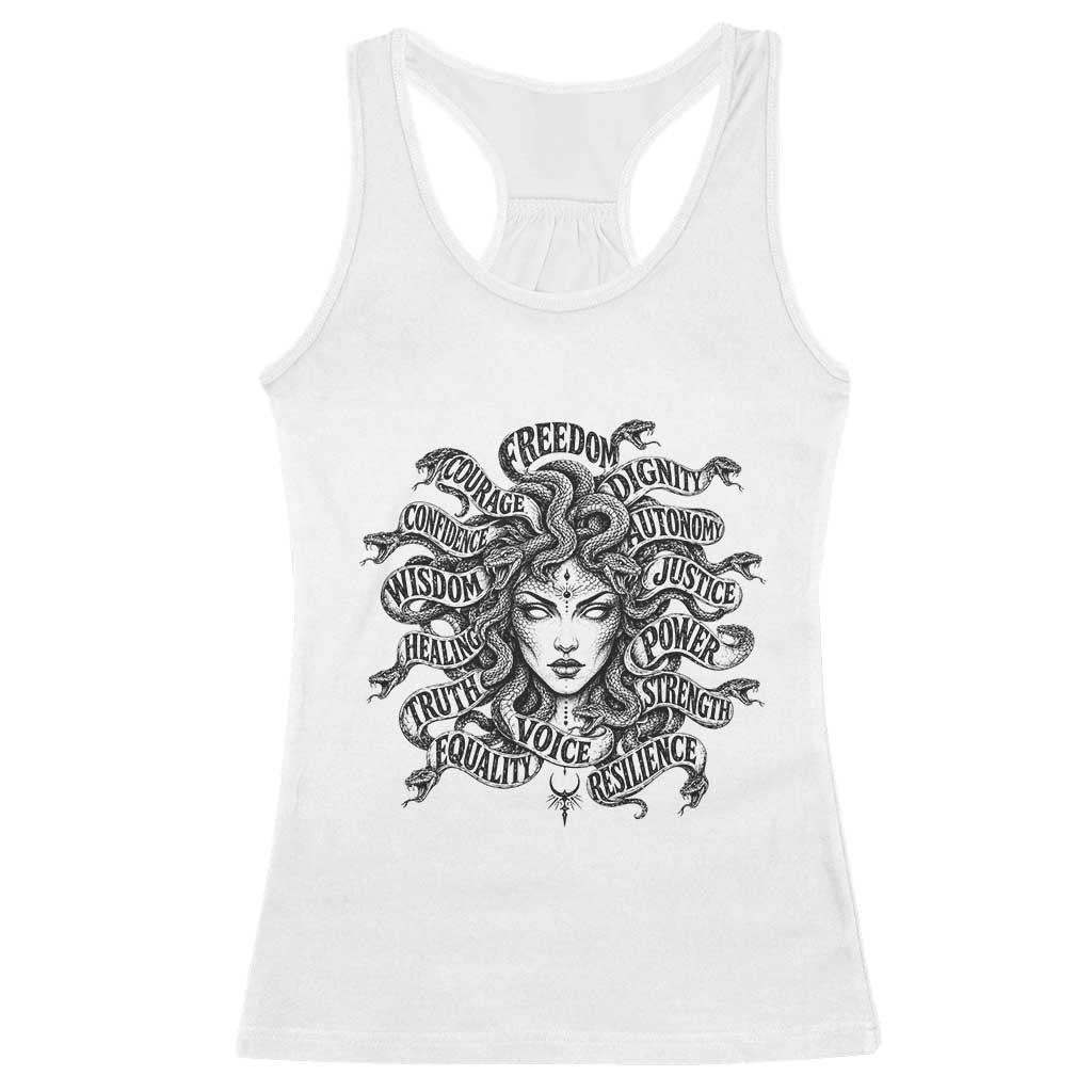 Feminist Medusa Power Snake Wisdom Equality Goth Racerback Tank Top TS11 White Print Your Wear