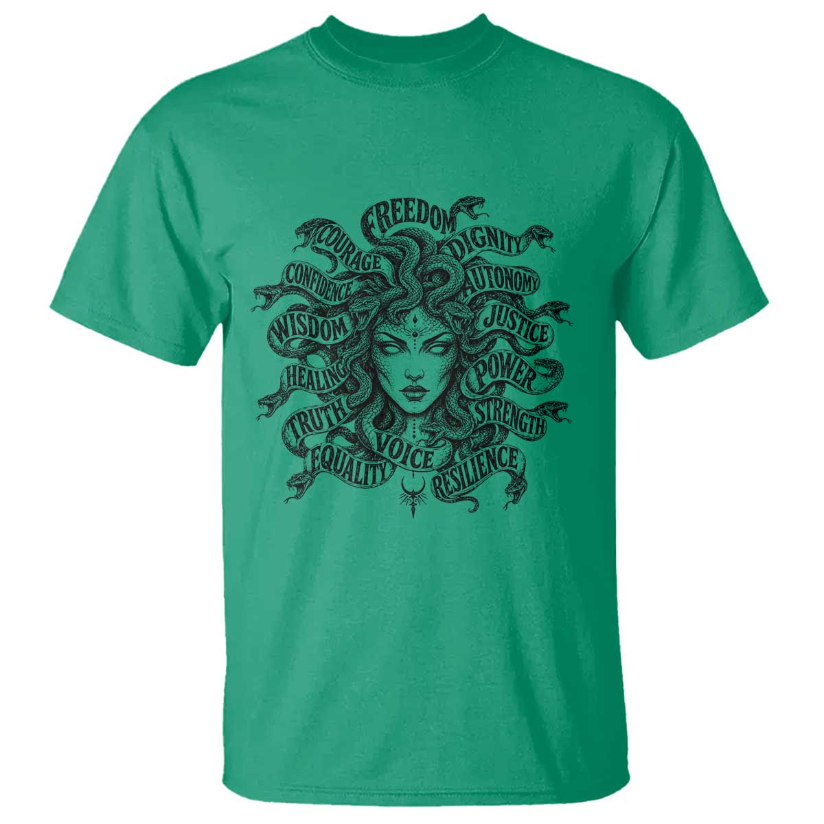 Feminist Medusa Power Snake Wisdom Equality Goth T Shirt TS11 Irish Green Print Your Wear