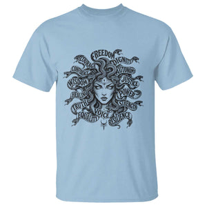 Feminist Medusa Power Snake Wisdom Equality Goth T Shirt TS11 Light Blue Print Your Wear