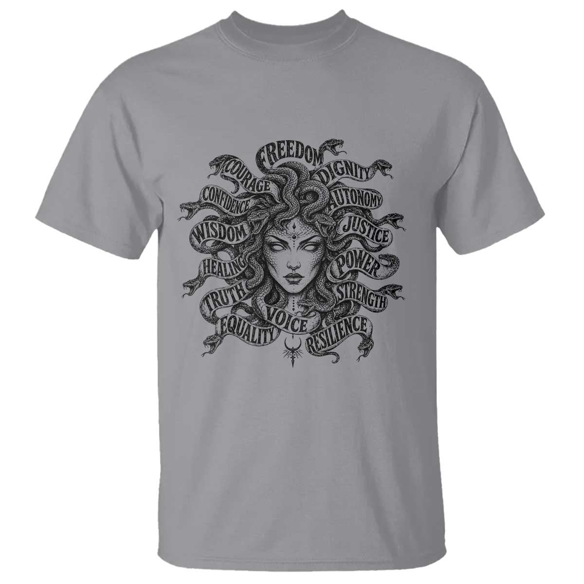 Feminist Medusa Power Snake Wisdom Equality Goth T Shirt TS11 Sport Gray Print Your Wear