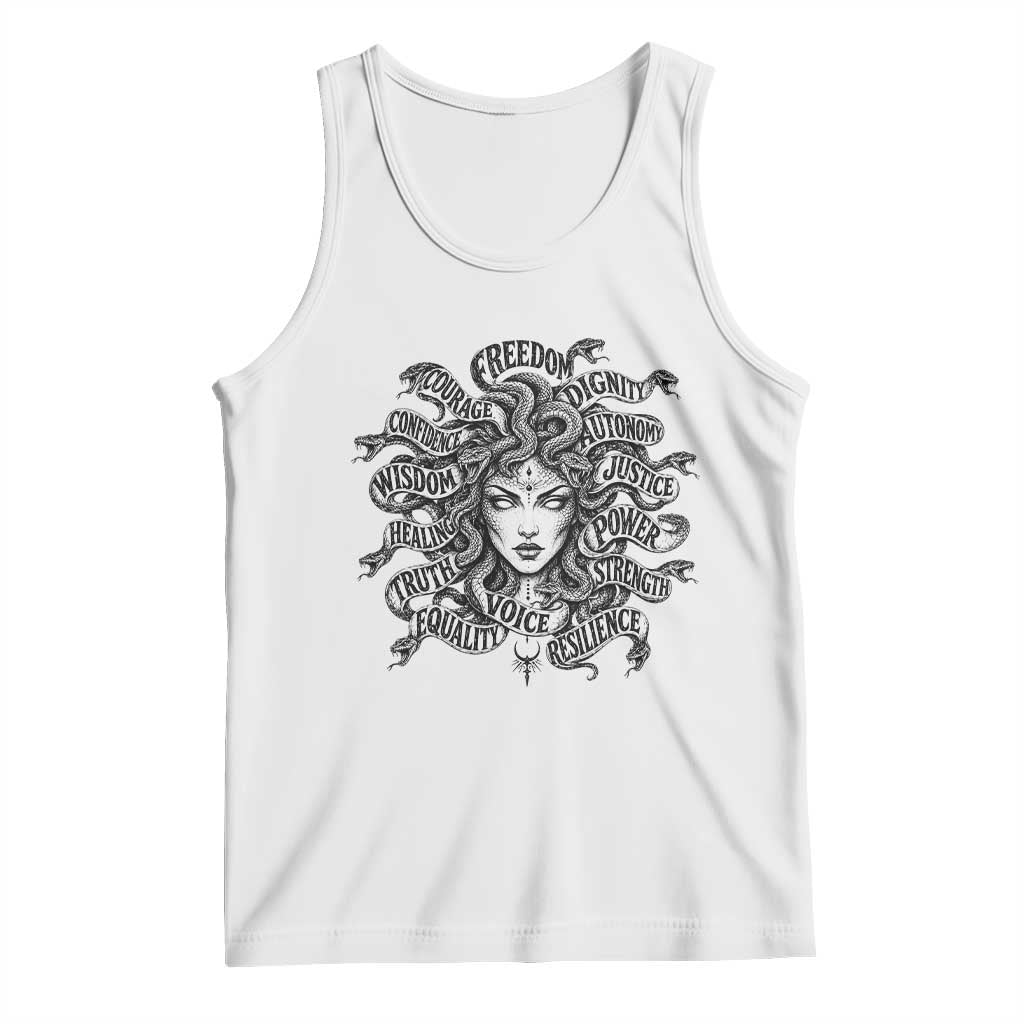 Feminist Medusa Power Snake Wisdom Equality Goth Tank Top TS11 White Print Your Wear