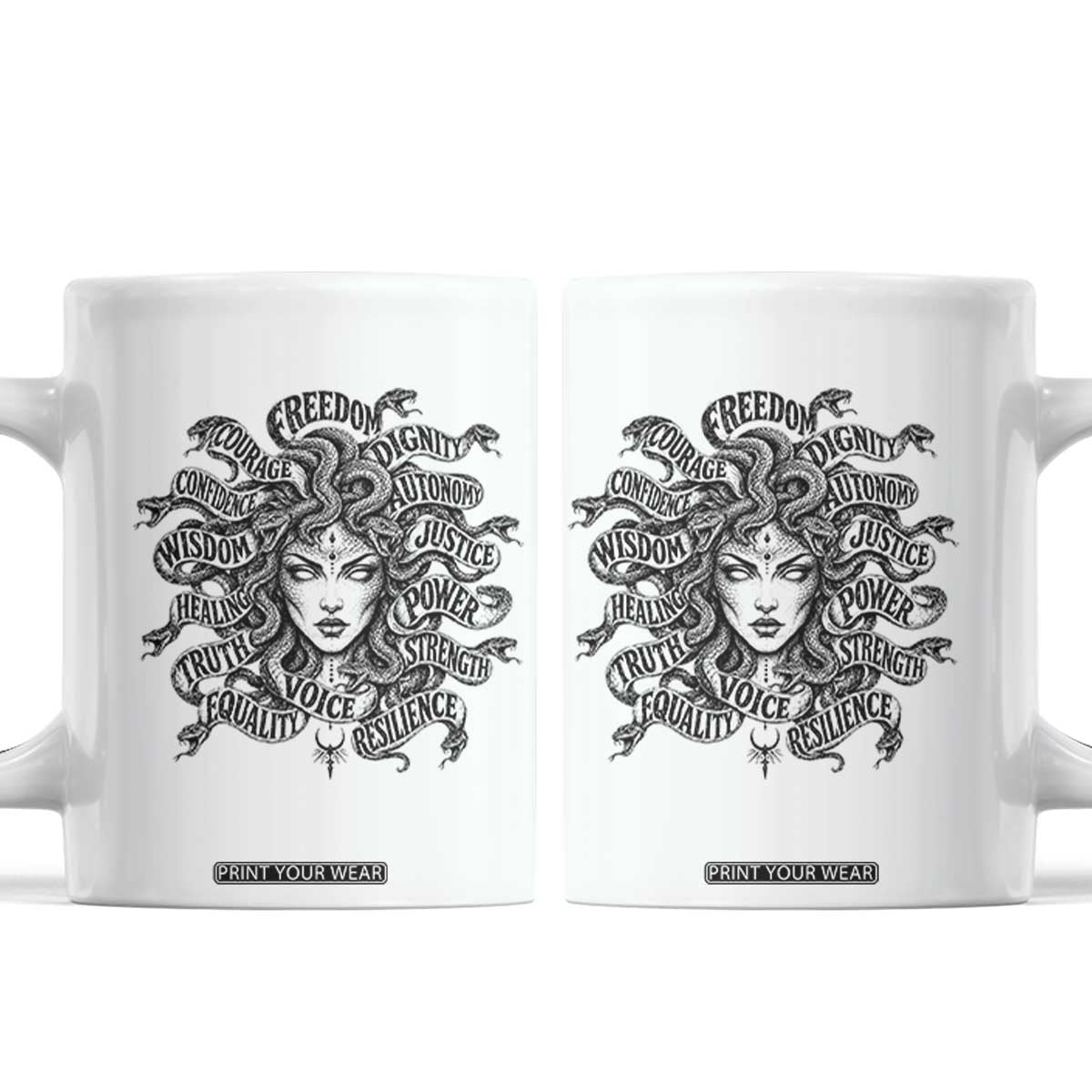 Feminist Medusa Power Snake Wisdom Equality Goth Coffee Mug TS11 White Print Your Wear