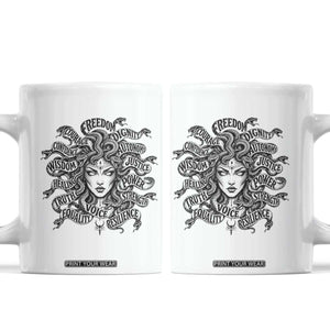 Feminist Medusa Power Snake Wisdom Equality Goth Coffee Mug TS11 White Print Your Wear