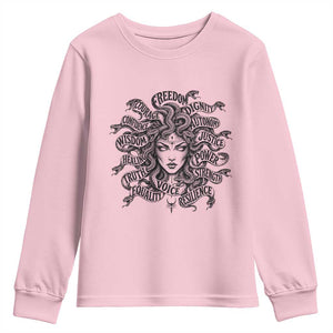 Feminist Medusa Power Snake Wisdom Equality Goth Youth Sweatshirt TS11 Light Pink Print Your Wear