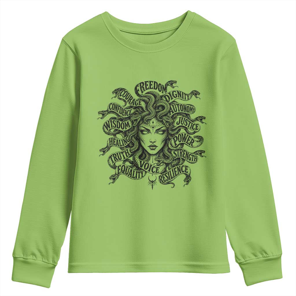 Feminist Medusa Power Snake Wisdom Equality Goth Youth Sweatshirt TS11 Lime Print Your Wear