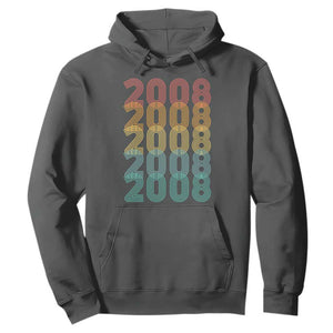18th Birthday Hoodie Vintage 2008 Retro 18 Years Old Birthday TS11 Dark Heather Print Your Wear