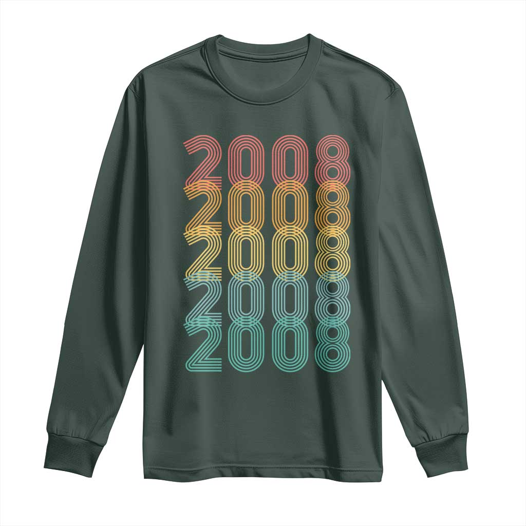 18th Birthday Long Sleeve Shirt Vintage 2008 Retro 18 Years Old Birthday TS11 Dark Forest Green Print Your Wear