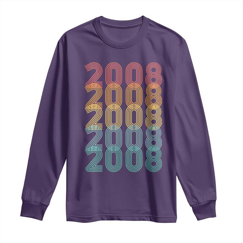 18th Birthday Long Sleeve Shirt Vintage 2008 Retro 18 Years Old Birthday TS11 Purple Print Your Wear