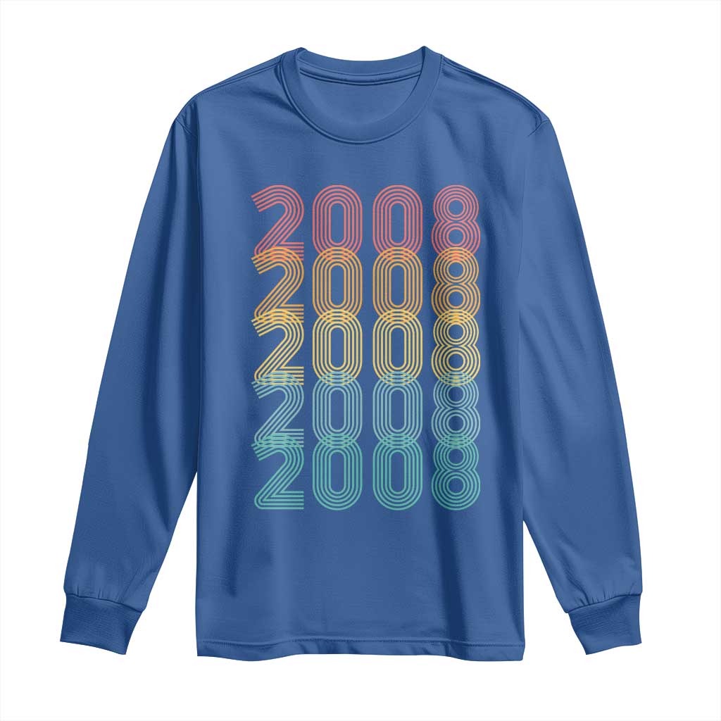 18th Birthday Long Sleeve Shirt Vintage 2008 Retro 18 Years Old Birthday TS11 Royal Blue Print Your Wear