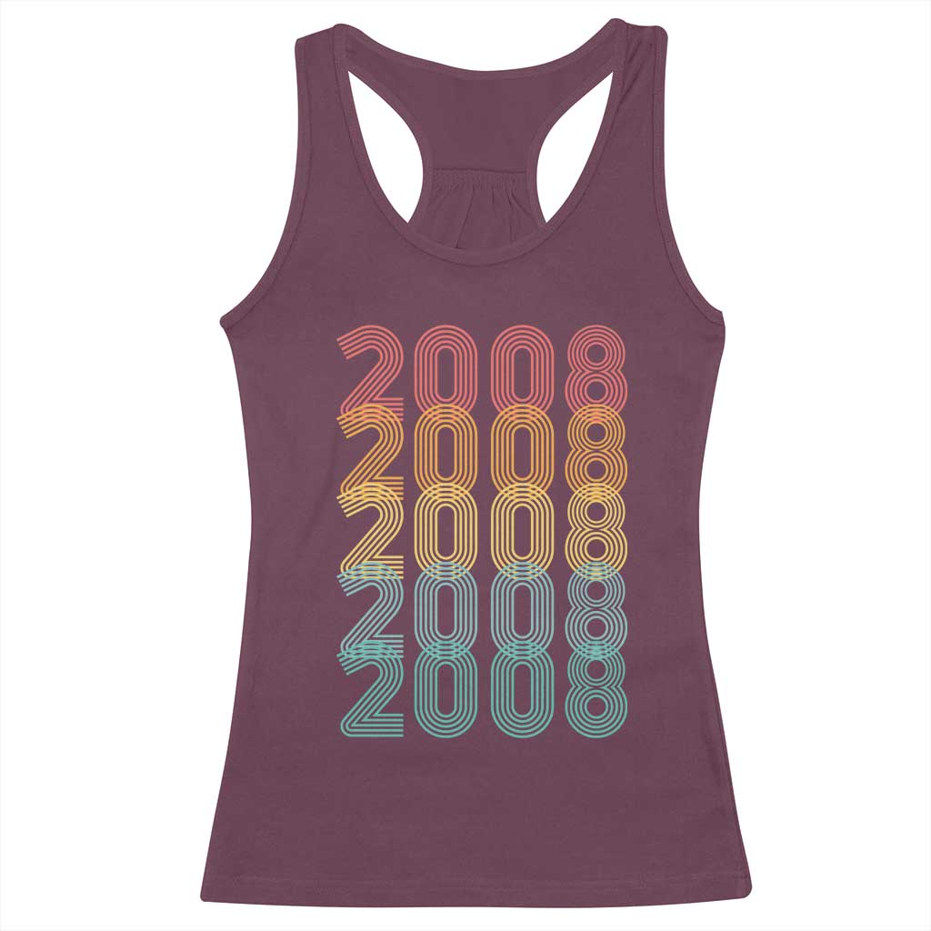 18th Birthday Racerback Tank Top Vintage 2008 Retro 18 Years Old Birthday TS11 Maroon Print Your Wear